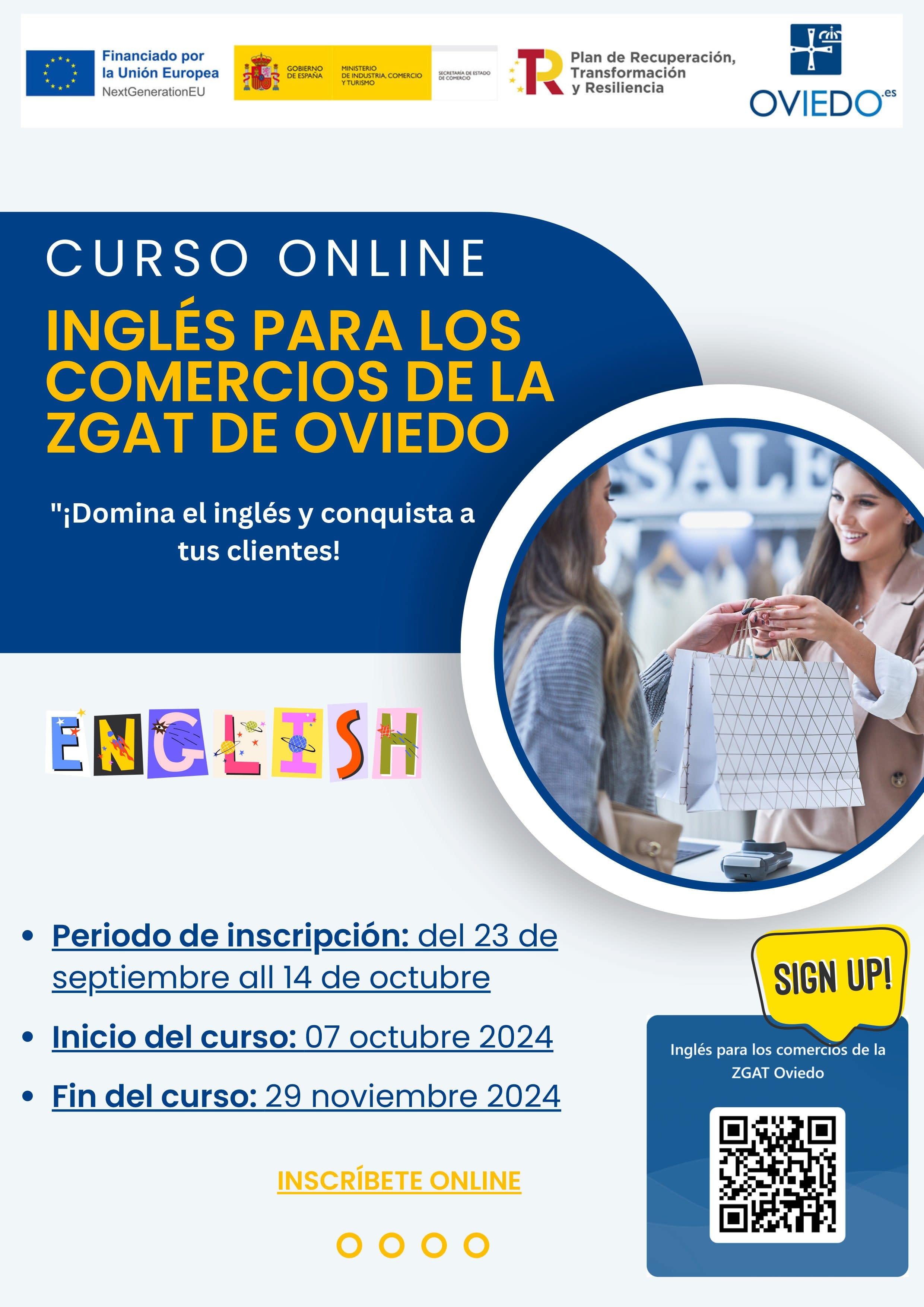 Curso Inglés para los comercios de la ZGAT de Oviedo ¡Ampliado plazo de inscrpción!